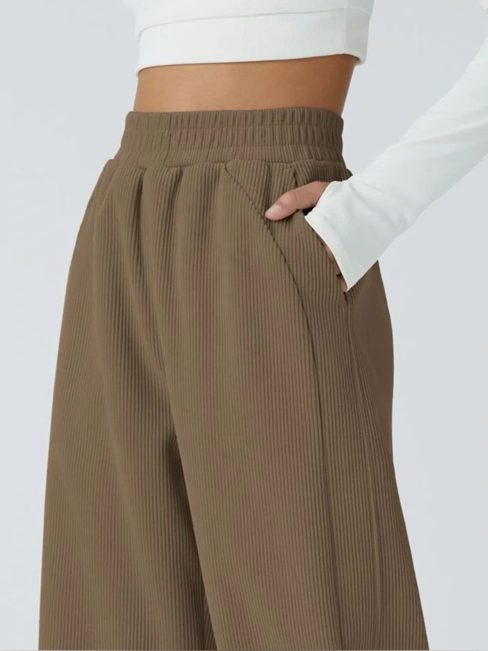 Halara High Waisted Corduroy Straight Leg Baggy Pants Chestnut Brown Size Large